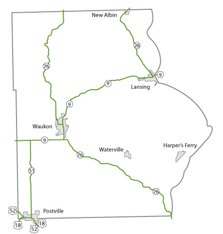 A map of Allamakee County, Iowa