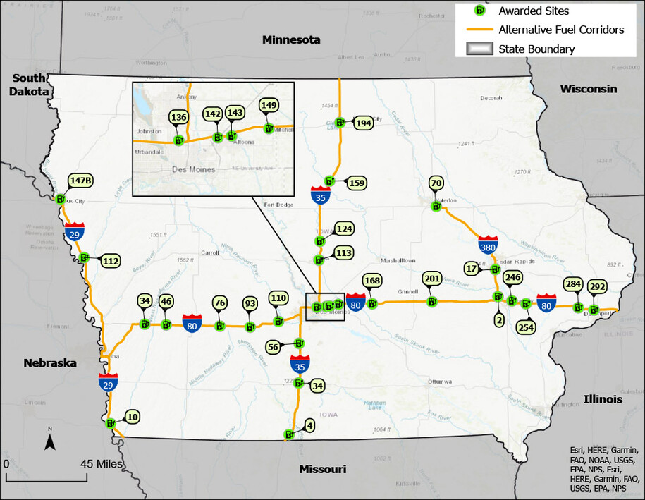 2024 Awarded EV Sites in Iowa
