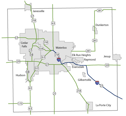 Map of Blackhawk County, Iowa