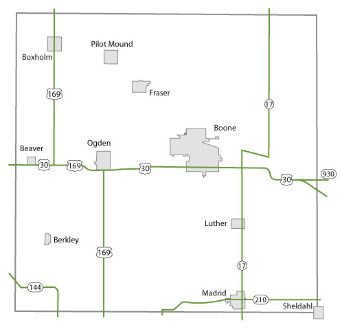 Map of Boone County, Iowa