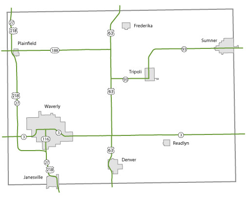 Map of Bremer County, Iowa