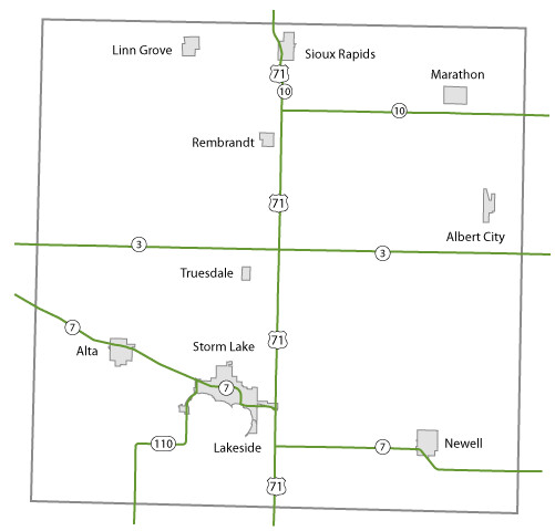 Map of Buena Vista County, Iowa