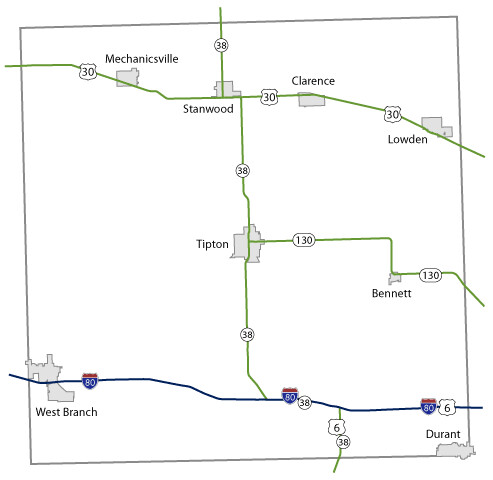 Map of Cedar County, Iowa