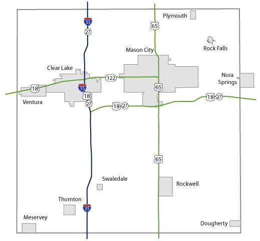 Map of Cerro Gordo County, Iowa