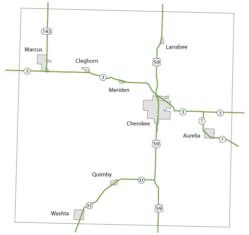 Map of Cherokee County, Iowa