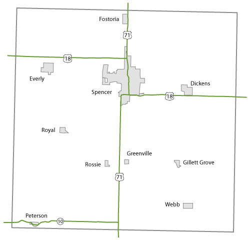 Map of Clay County, Iowa