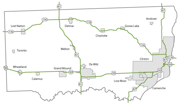 Map of Clinton County, Iowa