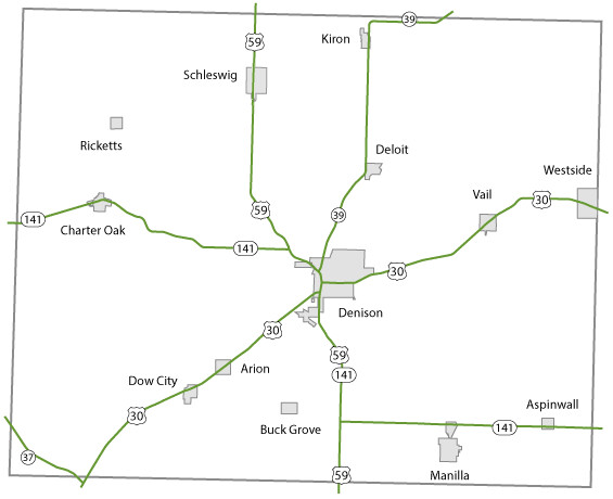 Map of Crawford County, Iowa