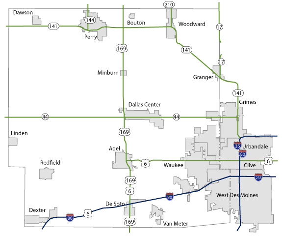 Map of Dallas County, Iowa