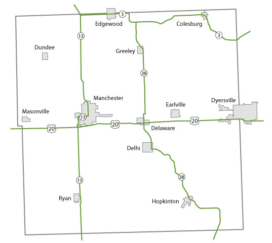 Map of Delaware County, Iowa