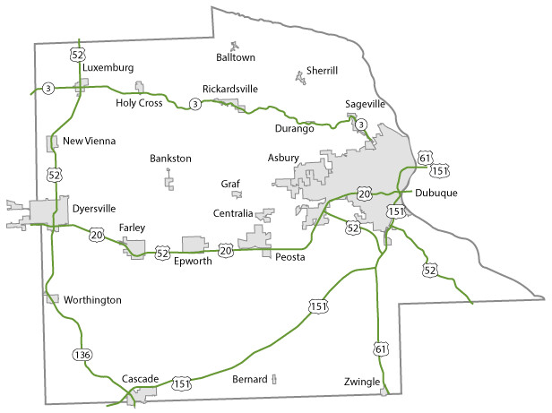 Map of Dubuque County, Iowa