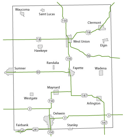 Map of Fayette County, Iowa
