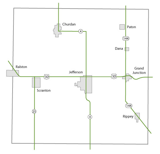 Map of Greene County, Iowa