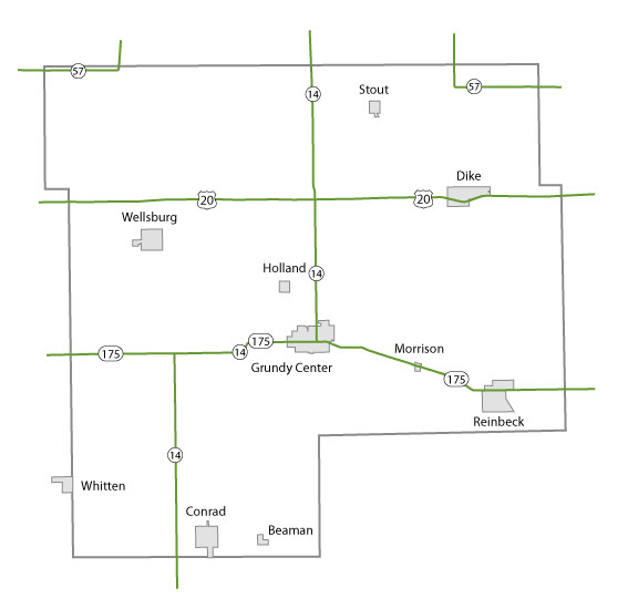 Map of Grundy County, Iowa