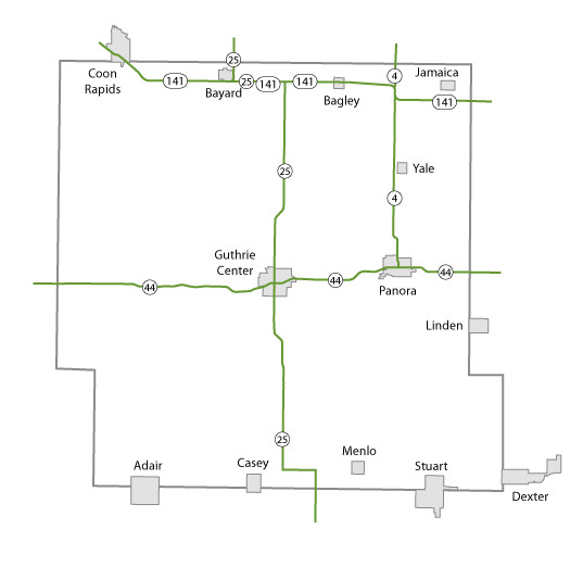 Map of Guthrie County, Iowa