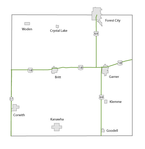 Map of Hancock County, Iowa