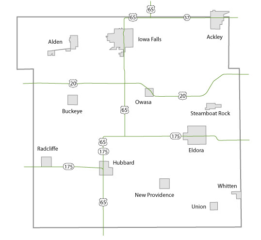 Map of Hardin County, Iowa