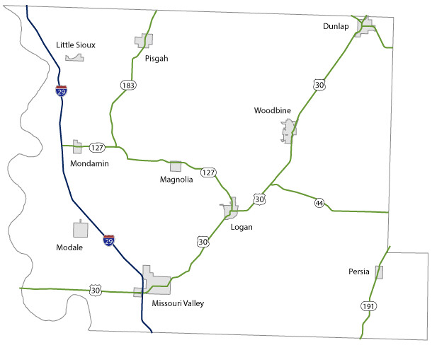 Map of Harrison County, Iowa