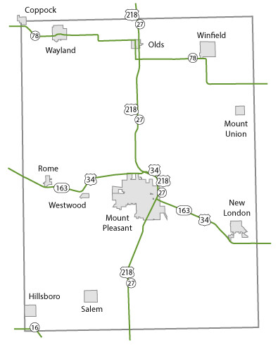 Map of Henry County, Iowa
