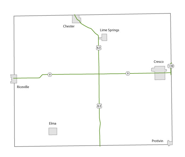 Map of Howard County, Iowa