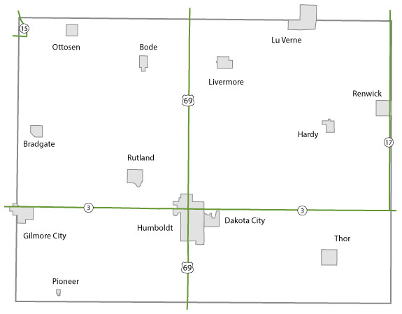 Map of Humboldt County, Iowa