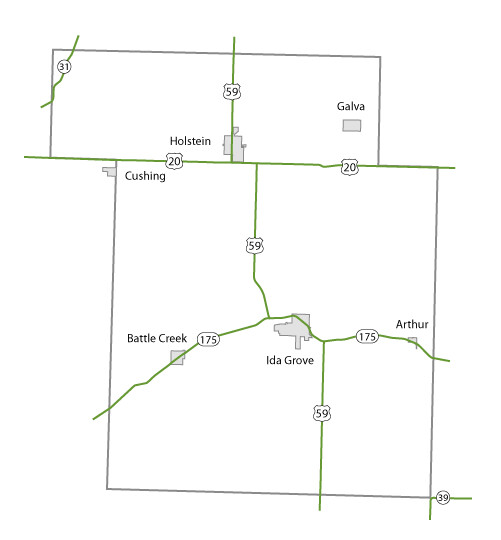 Map of Ida County, Iowa