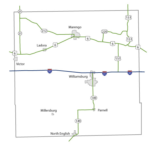 Map of Iowa County, Iowa