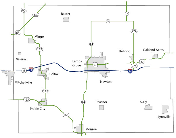 Map of Jasper County, Iowa
