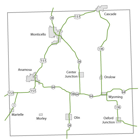 Map of Jones County, Iowa