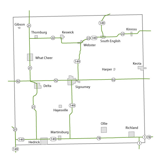 Map of Keokuk County, Iowa