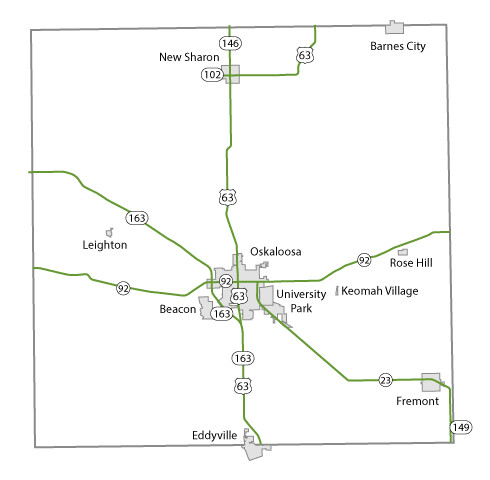 Map of Mahaska County, Iowa