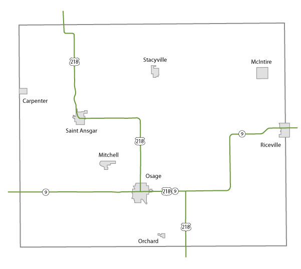 Map of Mitchell County, Iowa
