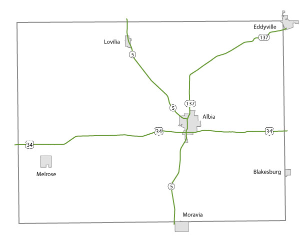 Map of Monroe County, Iowa