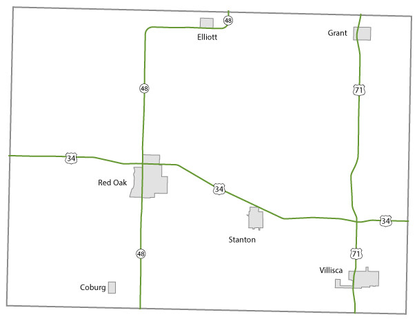 Map of Montgomery County, Iowa
