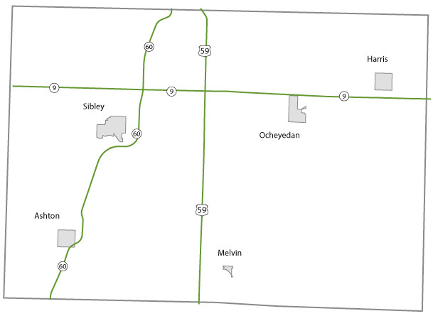 Map of Osceola County, Iowa