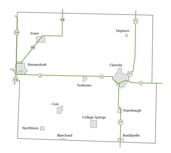 Map of Page County, Iowa