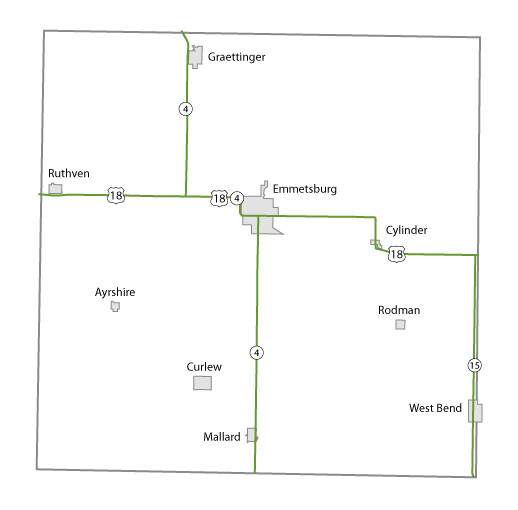 Map of Palo Alto County, Iowa