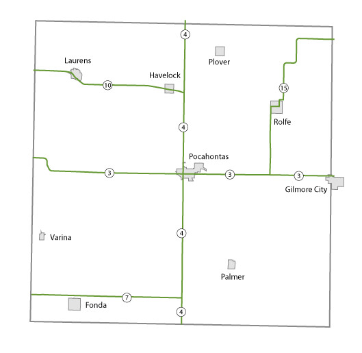 Map of Pocahontas County, Iowa