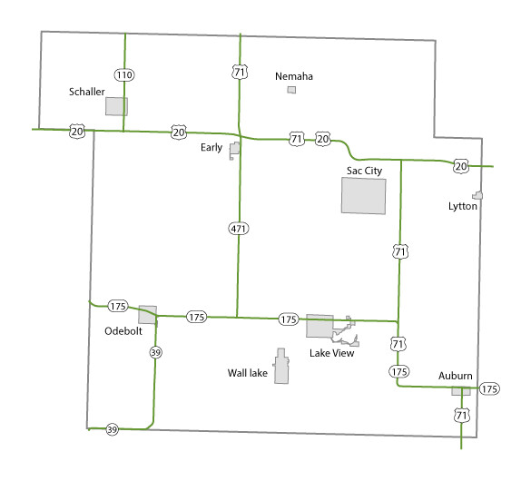 Map of Sac County, Iowa