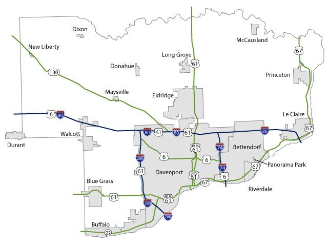 Map of Scott County, Iowa
