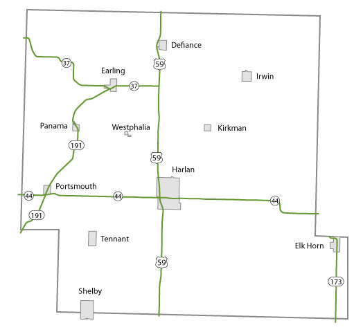 Map of Shelby County, Iowa