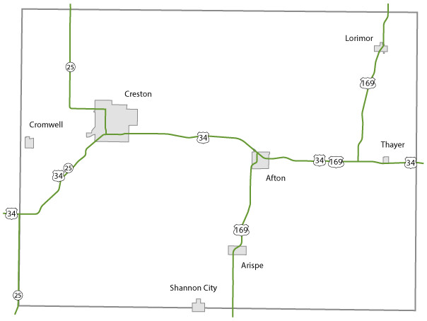 Map of Union County, Iowa