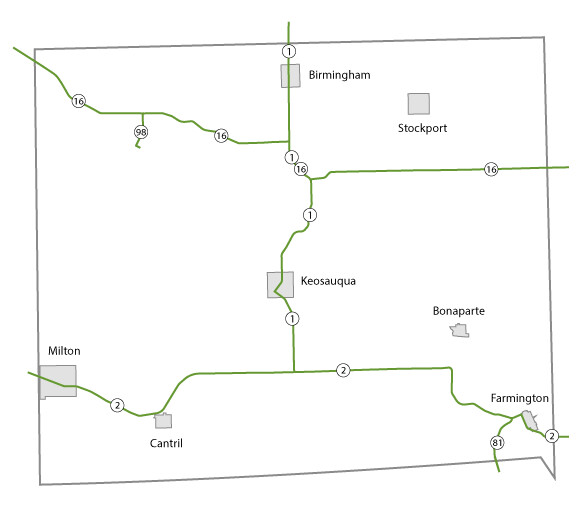 Map of Van Buren County, Iowa