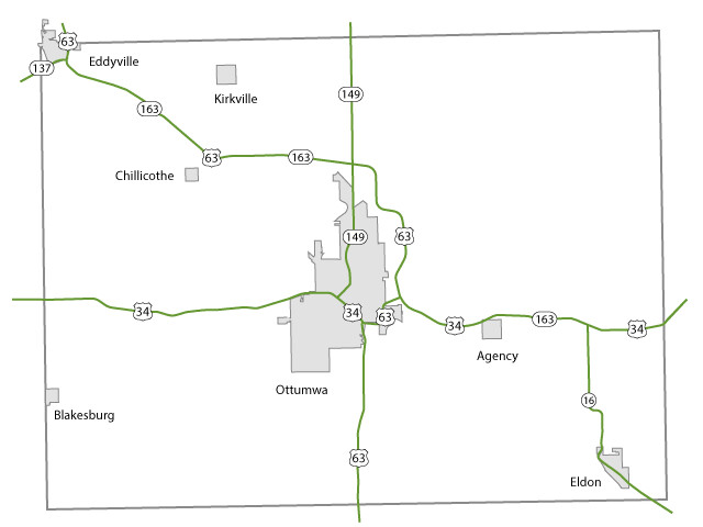 Map of Wapello County, Iowa