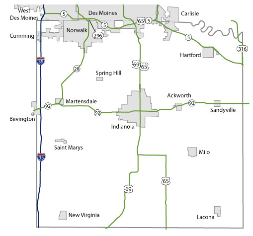 Map of Warren County, Iowa