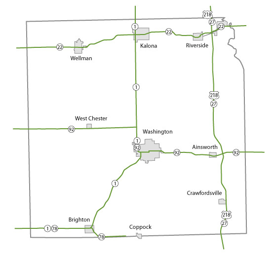Map of Washington County, Iowa