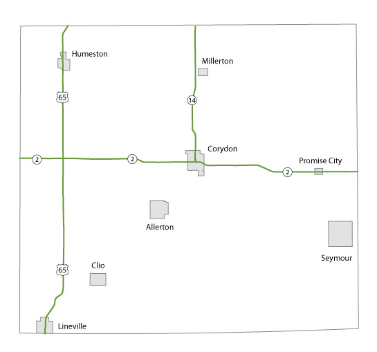 Map of Wayne County, Iowa