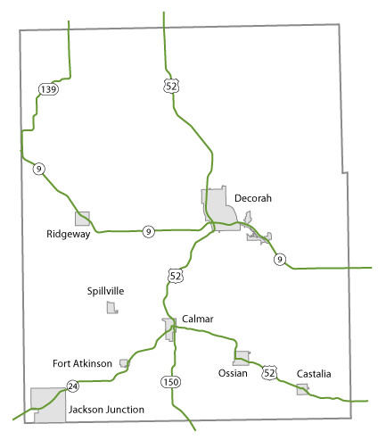Map of Winneshiek County, Iowa