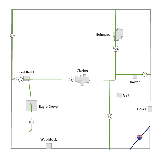 Map of Wright County, Iowa