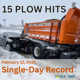 photo of a vehicle that crashed into a snowplow